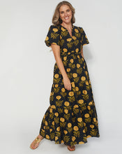 Load image into Gallery viewer, Vittoria Maxi Dress in Fiore Black or Coral Safarif
