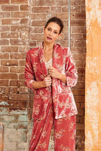 Load image into Gallery viewer, Image shows model wearing MARIAS JACKET- BUTTERFLY in Burntout Velvet
The Marias classic jacket in burnout Velvet is perfect as the special occasion piece to dress up a plain outfit. Soft and elegant, you will have this piece for years to come. Available sizes 10, 12, 14 at Millthorpe Blue

