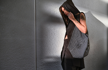 Load image into Gallery viewer, IN.ZU Bevel Bag in Black and Grey Lines