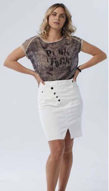 Leigh White Denim Skirt from New London Jeans