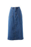 Load image into Gallery viewer, Ceres Life PATCH POCKET DENIM MIDI SKIRT/FRESH INDIGO
