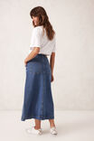 Load image into Gallery viewer, Ceres Life PATCH POCKET DENIM MIDI SKIRT/FRESH INDIGO
