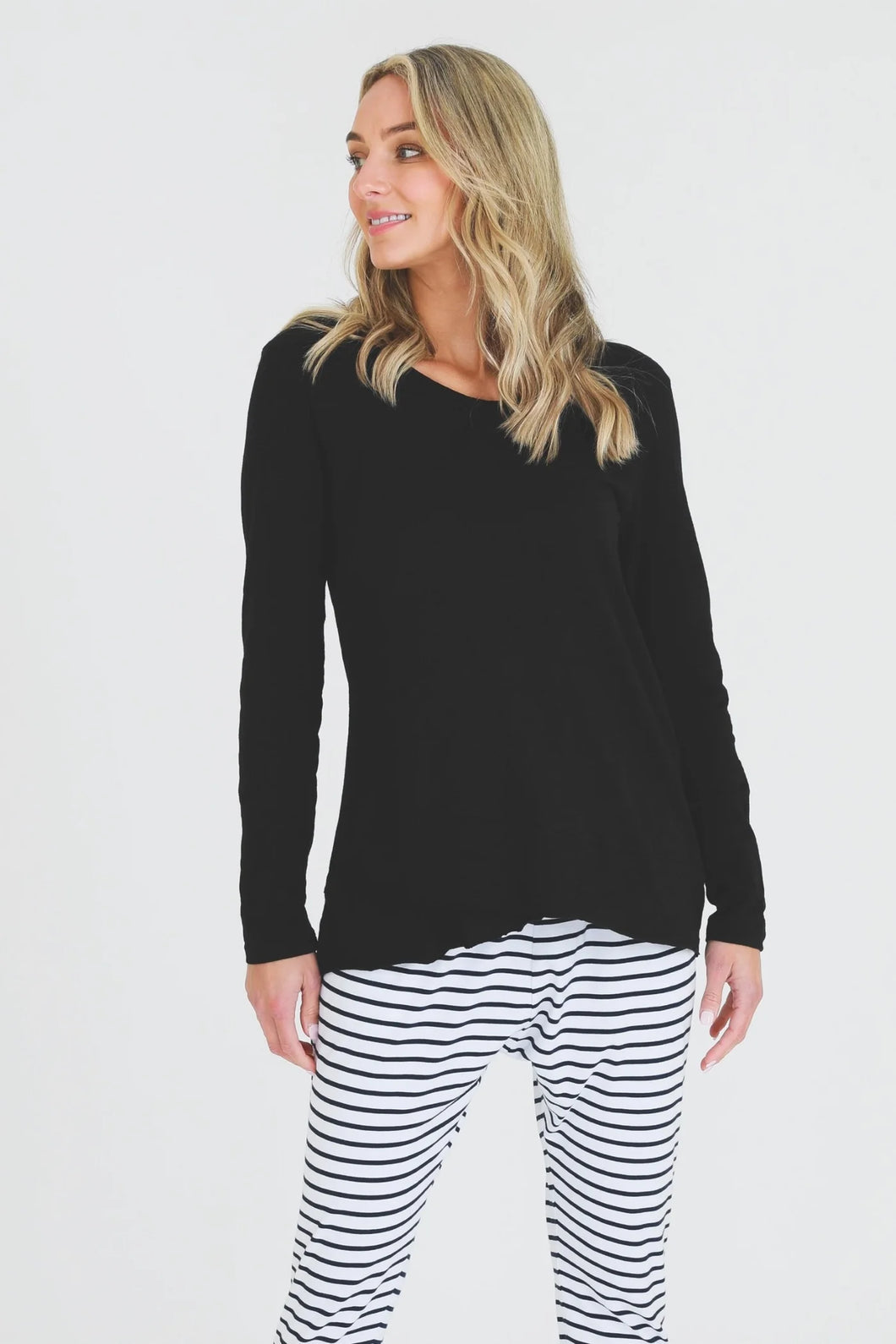 Maia Long Sleeve Essentials T Shirt in Black