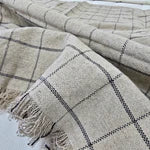 Load image into Gallery viewer, Irish Linen Cotton Bedcover Massive Throw Fringe 230x200cm - Natural Striped or Black Plaid
