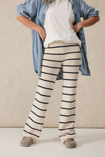 Load image into Gallery viewer, Ceres Life Bootleg Knit Pant Ecru/Navy Stripe
