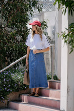 Load image into Gallery viewer, Ceres Life PATCH POCKET DENIM MIDI SKIRT/FRESH INDIGO
