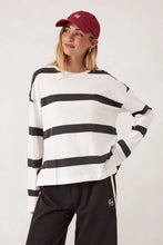 Load image into Gallery viewer, Ceres Life Slouchy Long Sleeve Tee in Vanilla and Phantom Bold Stripe
