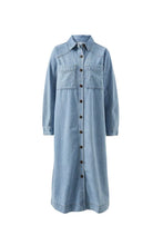 Load image into Gallery viewer, Ceres Life LONG SLEEVE YOKE DETAIL MIDI DRESS/VINTAGE BLUE
