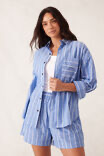 Load image into Gallery viewer, Ceres Life PETA OVERSIZED SHIRT/GRASS FINE TWIN STRIPE or OXFORD BLUE STRIPE
