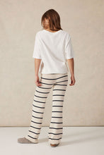 Load image into Gallery viewer, Ceres Life Bootleg Knit Pant Ecru/Navy Stripe
