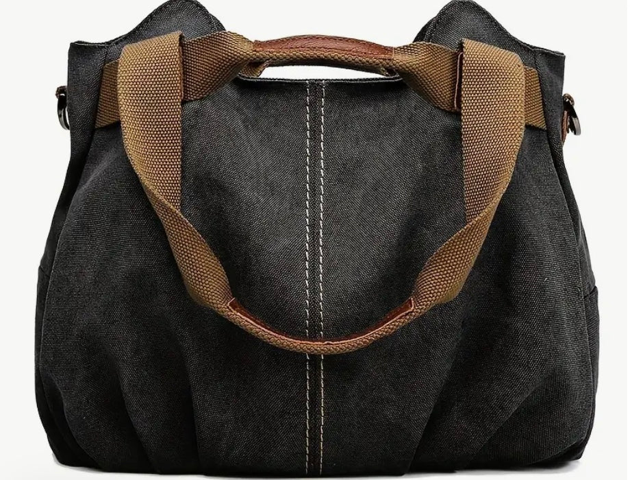Canvas Tote in Black or Brown