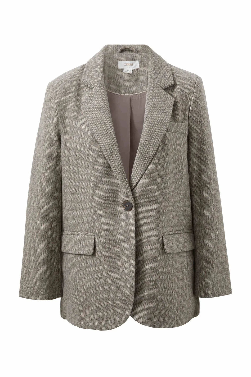 Ceres Life HERITAGE BLAZER/NEUTRAL TWEED WOOL BLEND