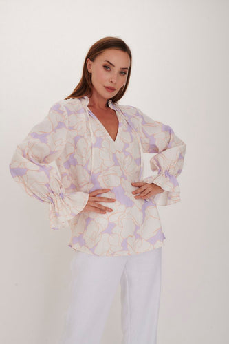 Ingrid Top - Orchid Print by Kamare