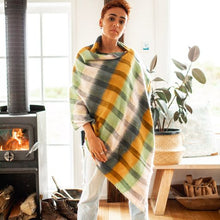 Load image into Gallery viewer, Wool Poncho Topper in  plain, check or stripe
