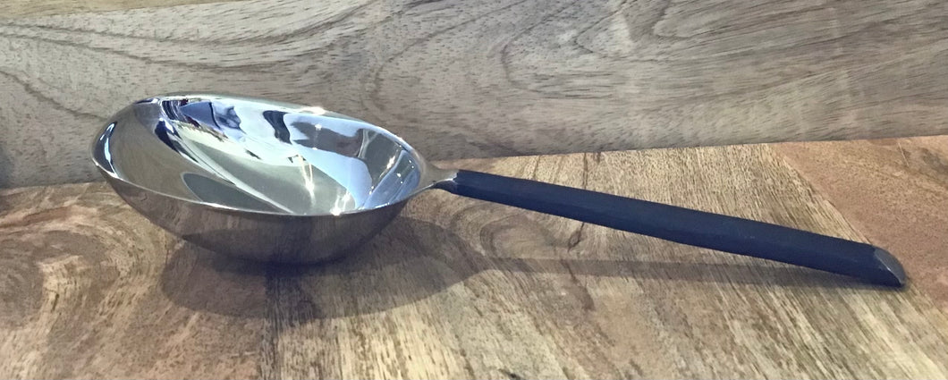 serving spoon-tableware-wood-steel-silver