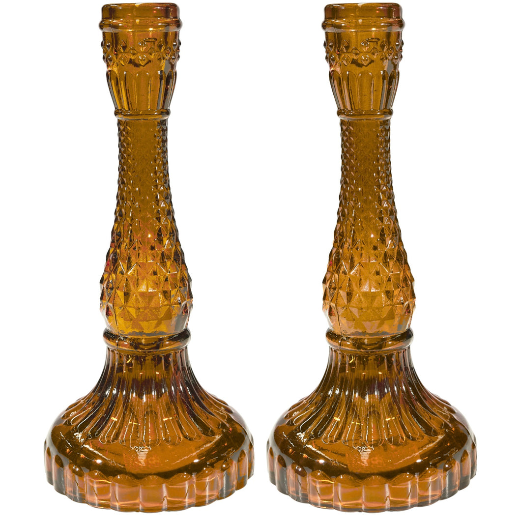 Lune Candlesticks in Amber or Green
