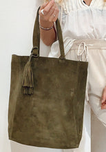 Load image into Gallery viewer, Kate Tote in Olive Suede
