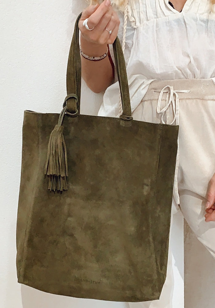 Kate Tote in Olive Suede