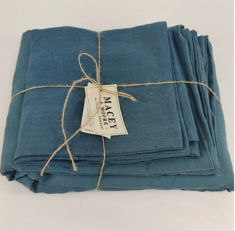 Quilt Cover Set -  King - Santorini French Linen Classic Blue