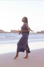 Load image into Gallery viewer, Woman wearing Lilly Pilly Collection Willow Knit Dress in Blue Marle on Byron Bay Beach
