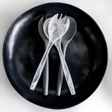 Load image into Gallery viewer, Resin Serving Bowl in black with salad servers
