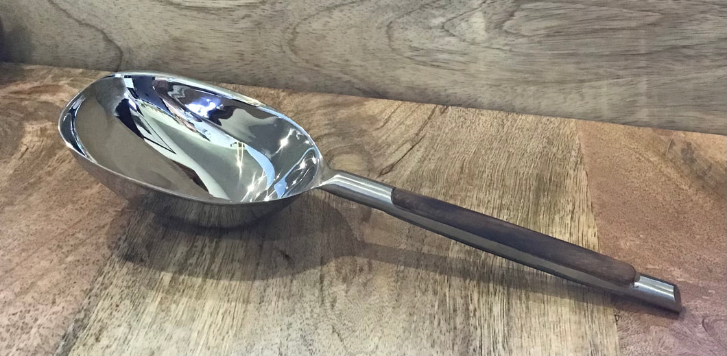 serving spoon-tableware-wood-steel-silver