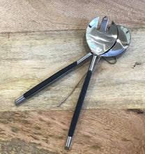 Load image into Gallery viewer, salad servers-tableware-homewares-kitchen-black and silver-metal-gift
