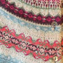 Load image into Gallery viewer, Old Rose Alpine Long Cardigan in Edelweiss knitted yoke details
